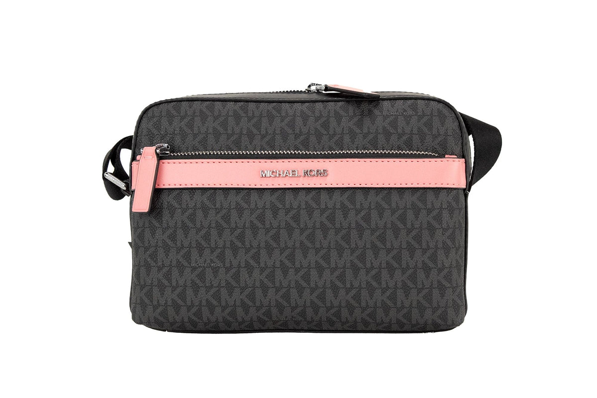 Sac à bandoulière utilitaire Michael Kors Cooper Small en PVC noir et rose